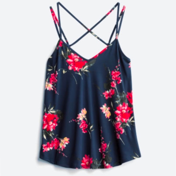 NWT Papermoon basima back navy blue floral Strappy knit tank top boho shirt 1X - Picture 4 of 12